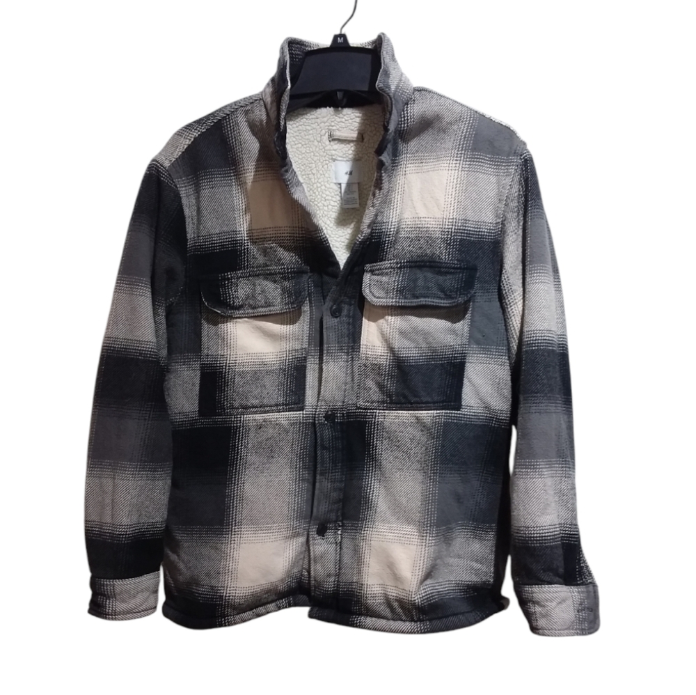 ⭐HP⭐ H&M Mens Button Down Sherpa-Lined Shirt Jacket